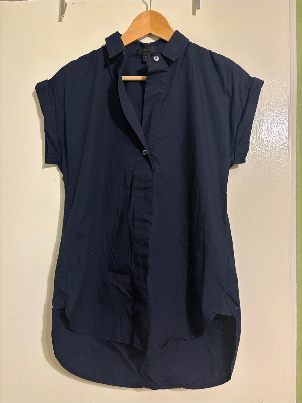 JCrew Women's Navy Short-Sleeve Button Front Shirt